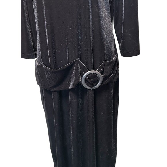 VTG DANI MAX Velvet Little Black Buckle Midi 12 Whimsigoth Fairy Witchy grunge - Picture 2 of 6